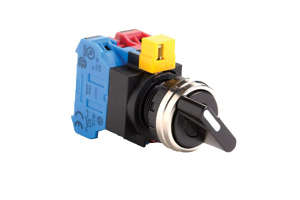 IDEC 22mm Selector Switch; Round; 3-Position; 2NO; Maintained; Black w/ White Insert